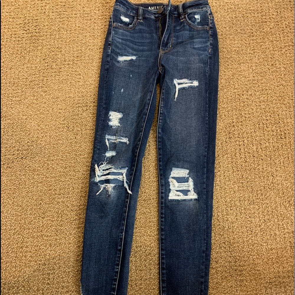 american eagle high rise dark denim jegging